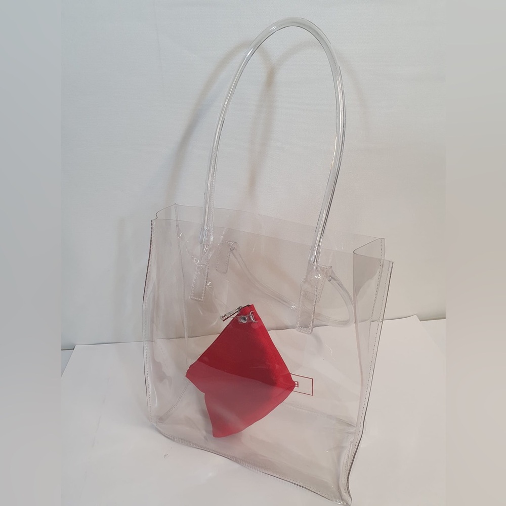 BCBGeneration Transparent Tote with Red Pouch - Picture 9 of 9